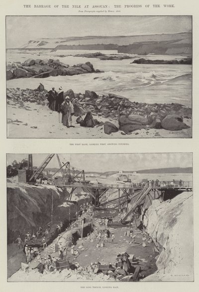 De dam van de Nijl bij Assouan, de voortgang van het werk door Charles Auguste Loye